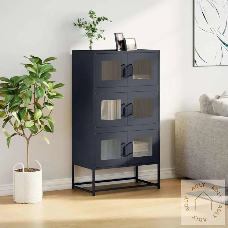 Highboard Antrasitt 68X39X123 Cm Stål