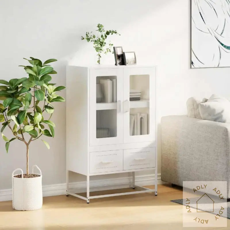 Highboard Hvit 68X39X111,5 Cm Stål