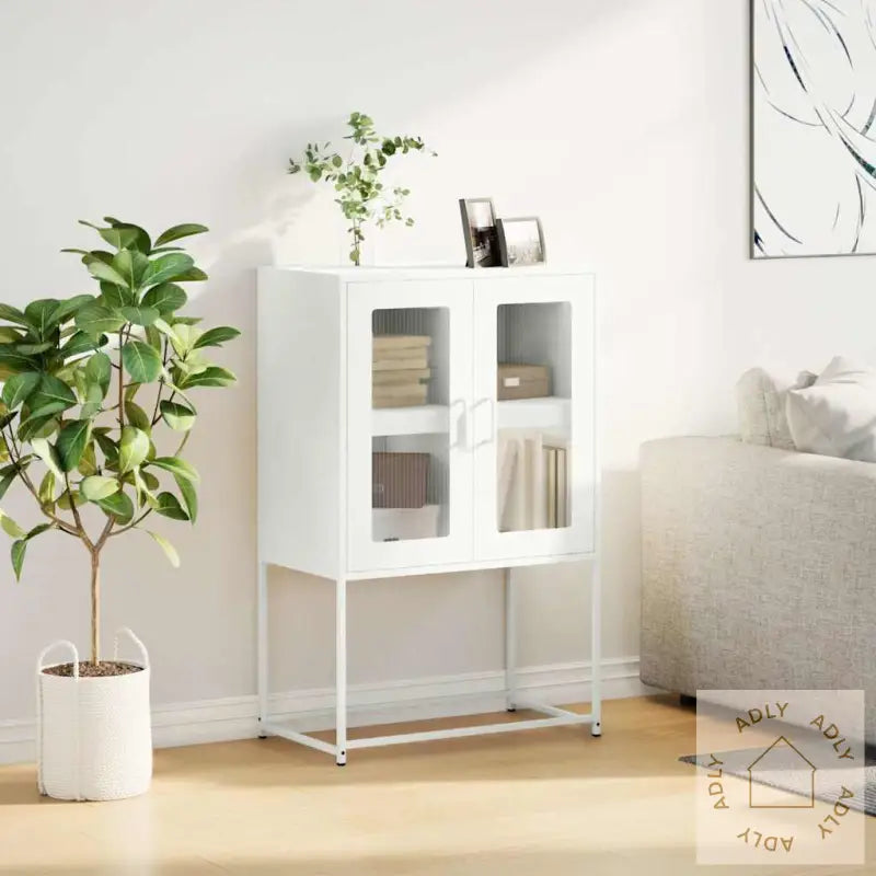 Highboard Hvit 68X39X107 Cm Stål