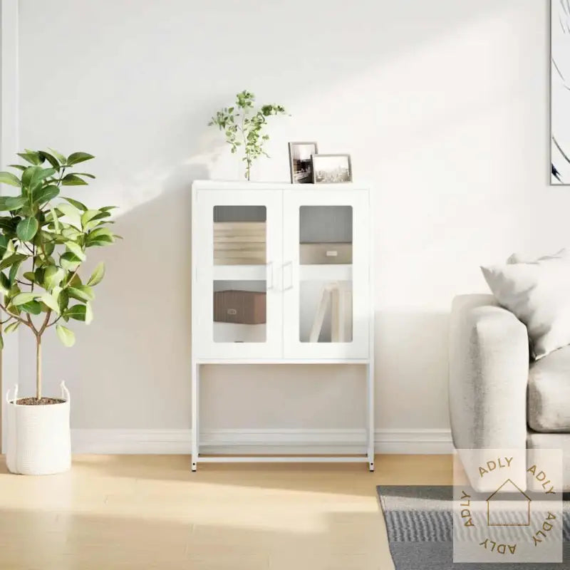 Highboard Hvit 68X39X107 Cm Stål