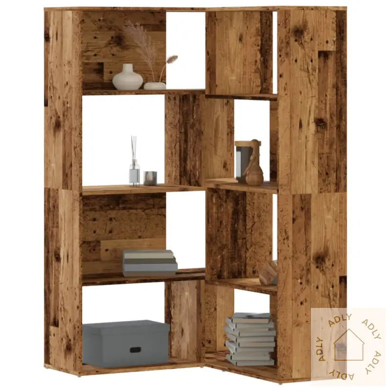 Bokhylle Hjørne 4 Lag Gammelt Tre 85X85X140 Cm Konstruert Tre