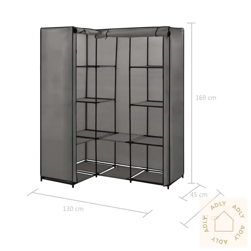 Hjørnegarderobe Grå 130X87X169 Cm