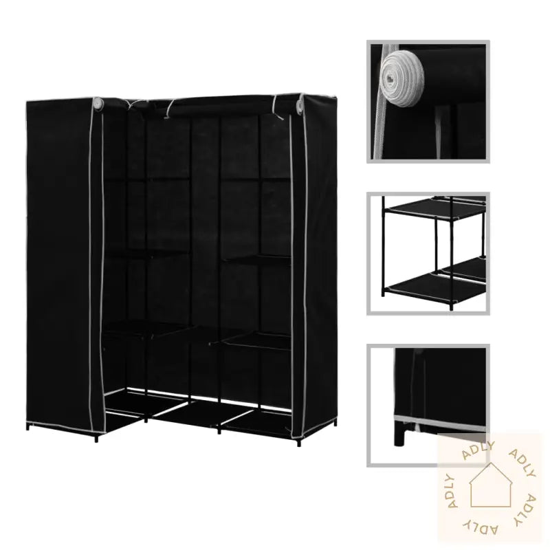Hjørnegarderobe Svart 130X87X169 Cm