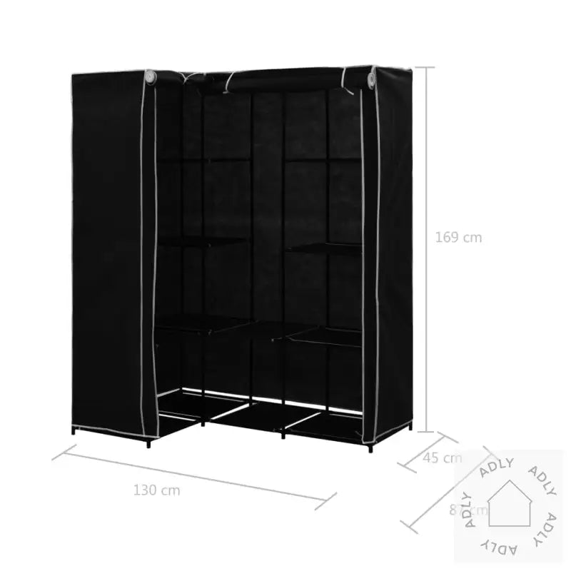 Hjørnegarderobe Svart 130X87X169 Cm