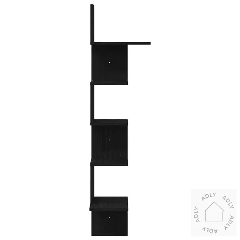 Veggmontert Hjørnehylle Svart 32X32X127,5 Cm Konstruert Tre