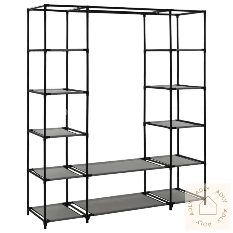 Garderobeskap Med Rom Og Stenger Grå 150X45X176 Cm Stoff