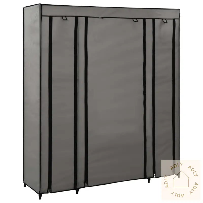 Garderobeskap Med Rom Og Stenger Grå 150X45X176 Cm Stoff
