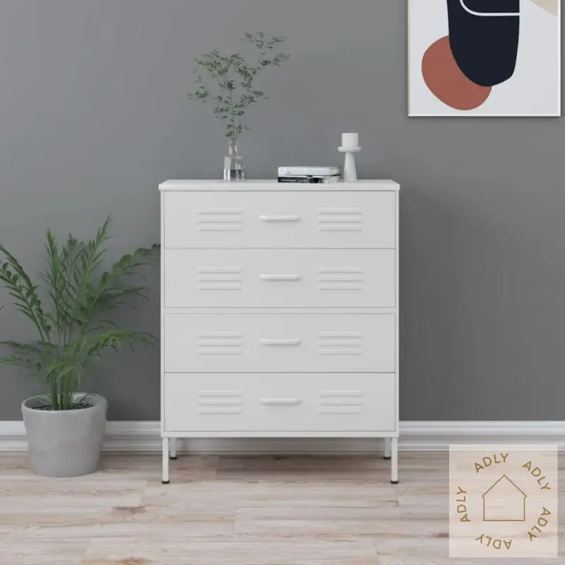 Kommode Hvit 80X35X101,5 Cm Stål