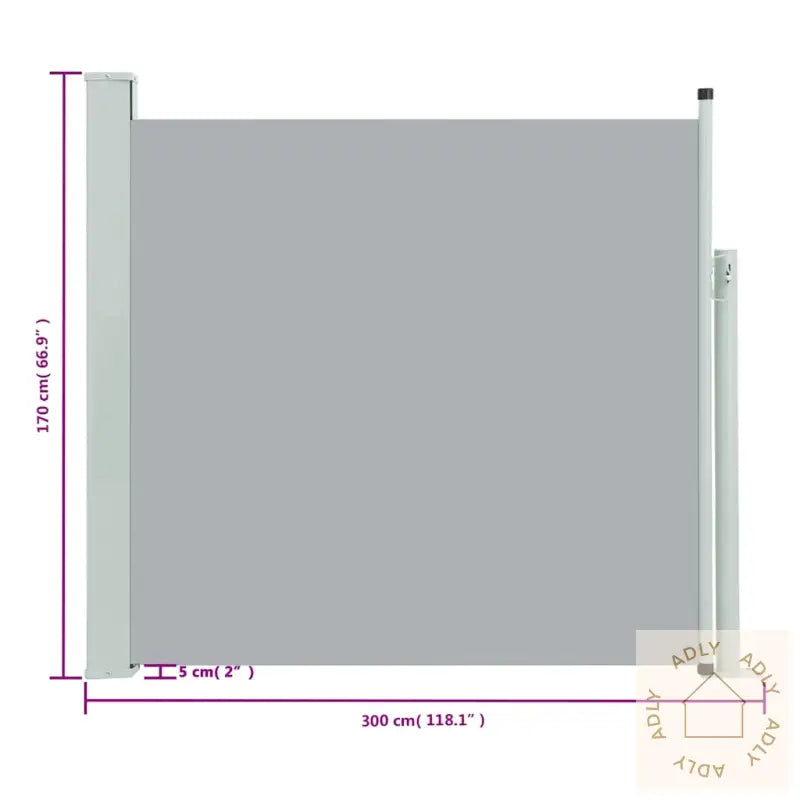 Uttrekkbar Sidemarkise 170X300 Cm Grå