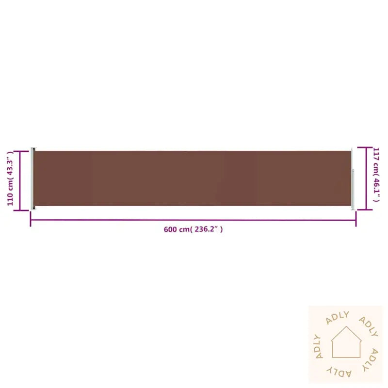 Uttrekkbar Sidemarkise 117X600 Cm Brun
