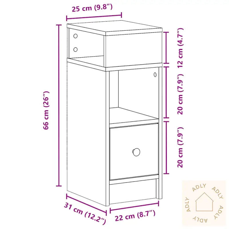 Nattbord Med Skuff Røkt Eik 25X31X66 Cm