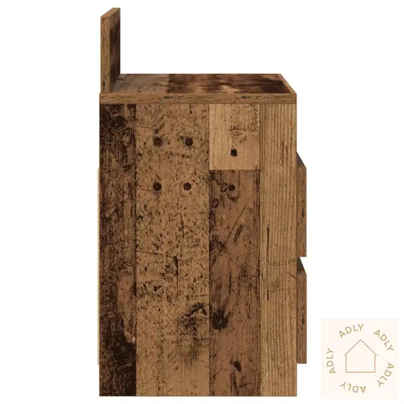 Nattbord Med 2 Skuffer Gammelt Tre 40X33X60 Cm