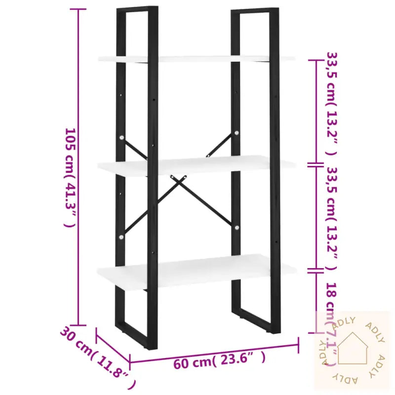 Oppbevaringshylle Hvit 60X30X105 Cm Konstruert Tre
