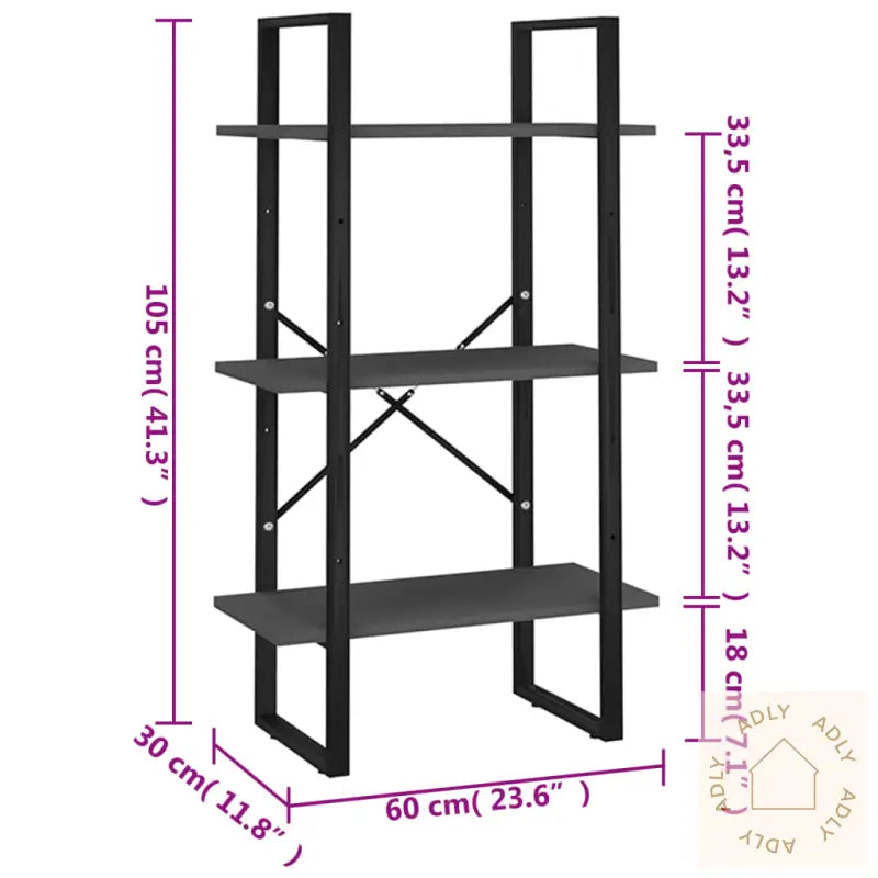 Oppbevaringshylle Grå 60X30X105 Cm Konstruert Tre