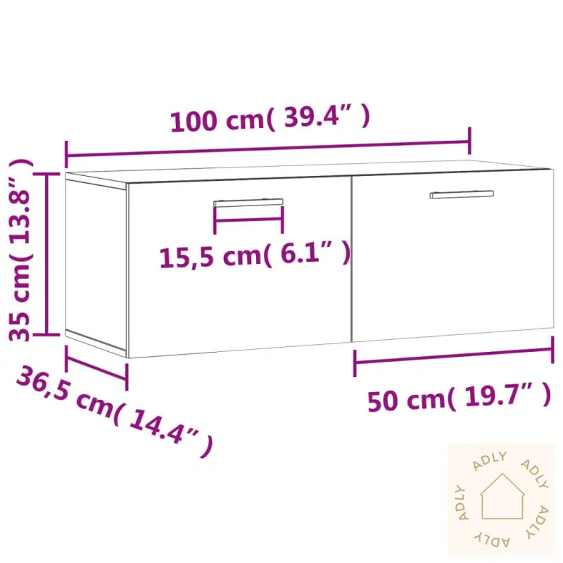 Veggskap Grå Sonoma 100X36,5X35 Cm Konstruert Tre