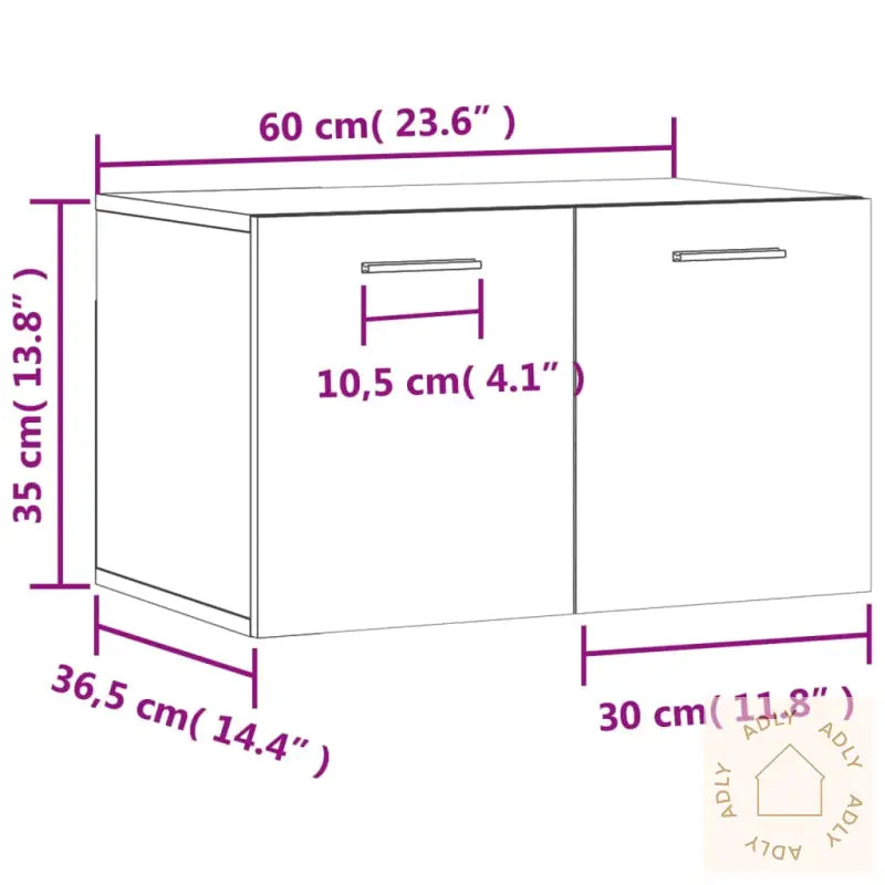 Veggskap Svart 60X36,5X35 Cm Konstruert Tre