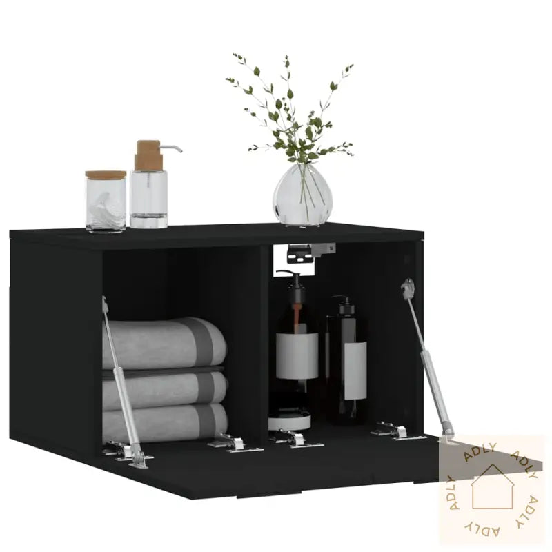 Veggskap Svart 60X36,5X35 Cm Konstruert Tre