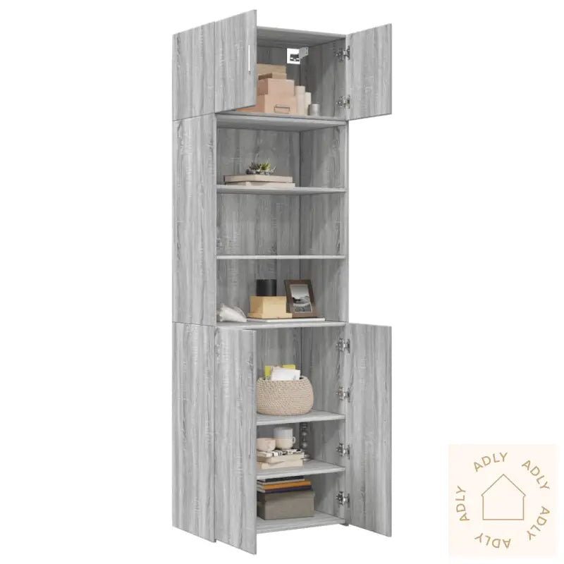 Oppbevaringsskap Grå Sonoma 70X42,5X225 Cm Konstruert Tre