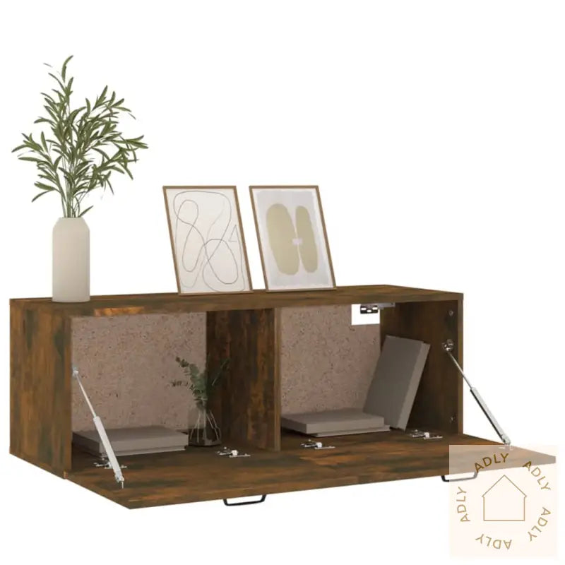 Veggskap Røkt Eik 100X36,5X35 Cm Konstruert Tre