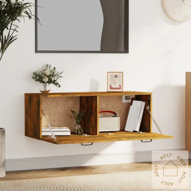 Veggskap Røkt Eik 100X36,5X35 Cm Konstruert Tre