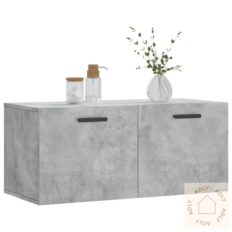 Veggskap Betonggrå 80X36,5X35 Cm Konstruert Tre