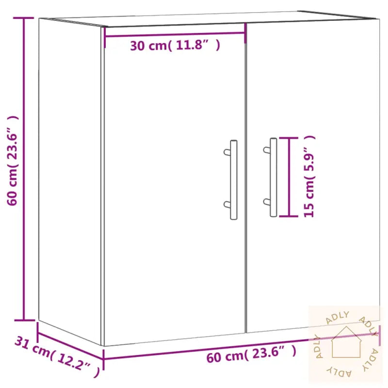 Veggskap Betonggrå 60X31X60 Cm Konstruert Tre