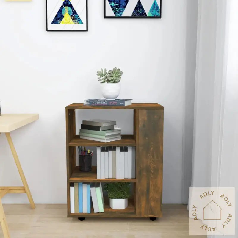 Rulleskap Røkt Eik 60X35X75 Cm Konstruert Tre