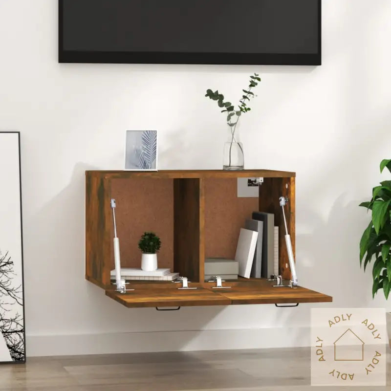 Veggskap Røkt Eik 60X36,5X35 Cm Konstruert Tre