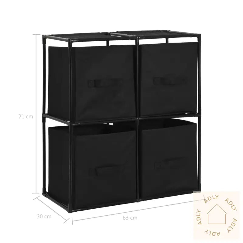 Oppbevaringsskap Med 4 Stoffkurver Svart 63X30X71 Cm Stål