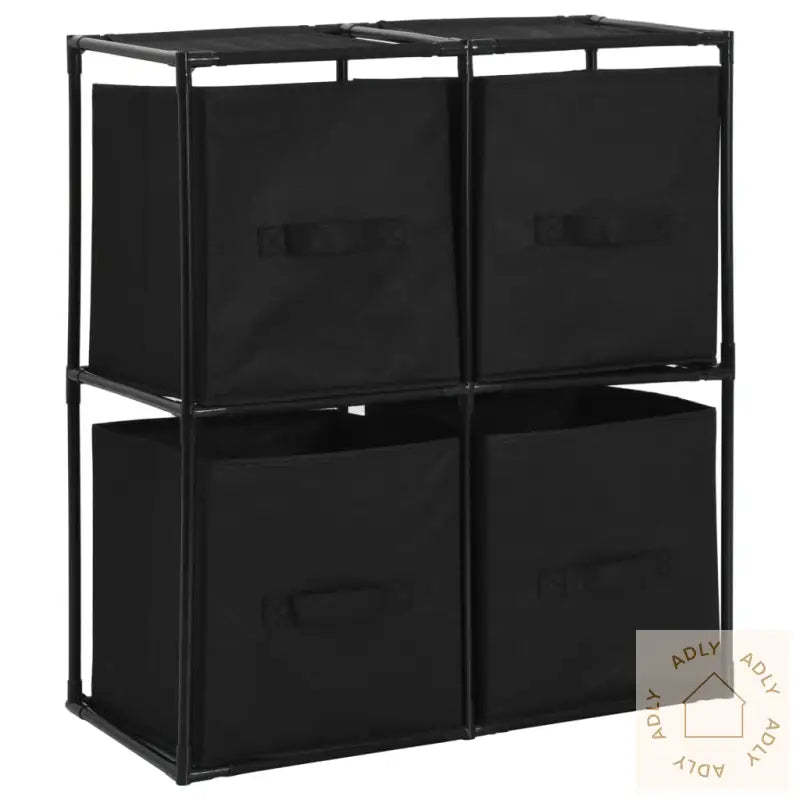 Oppbevaringsskap Med 4 Stoffkurver Svart 63X30X71 Cm Stål