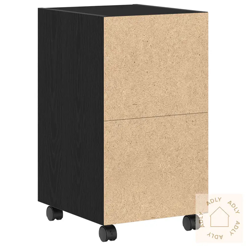 Sidebord Med Hjul - Svart Eik, 33X38X60 Cm, Laget Av Tre
