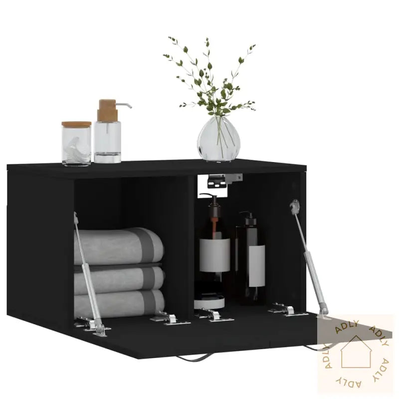 Veggskap Svart 60X36,5X35 Cm Konstruert Tre