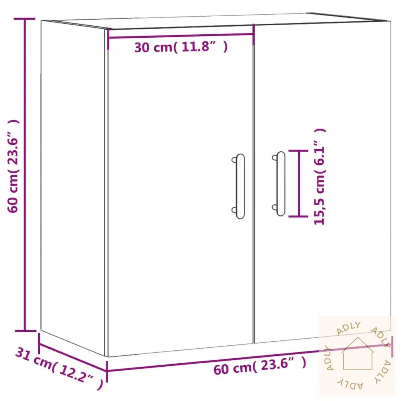 Veggskap Betonggrå 60X31X60 Cm Konstruert Tre