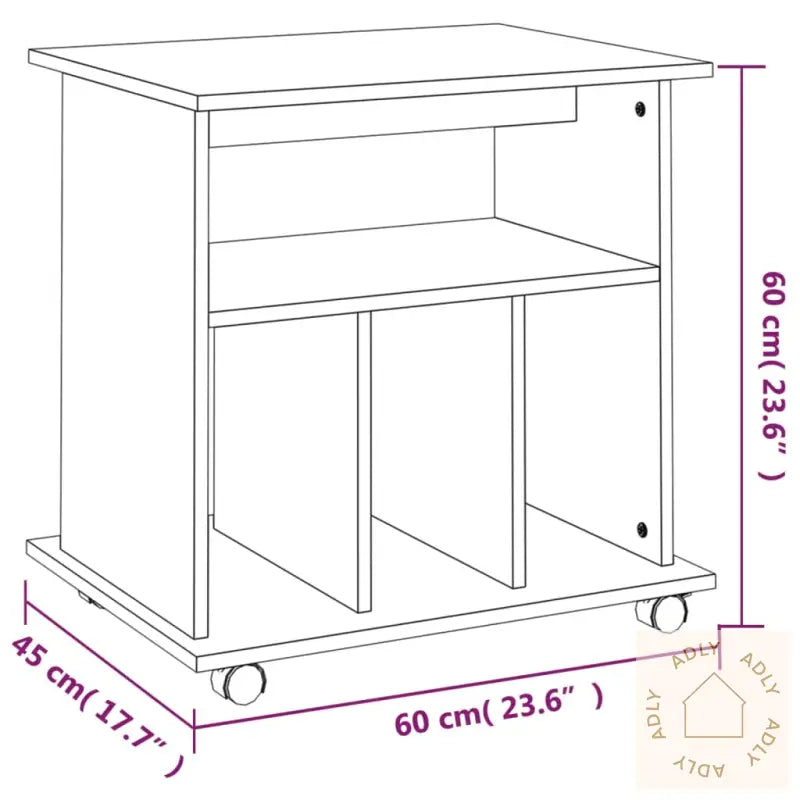 Rulleskap Røkt Eik 60X45X60 Cm Konstruert Tre