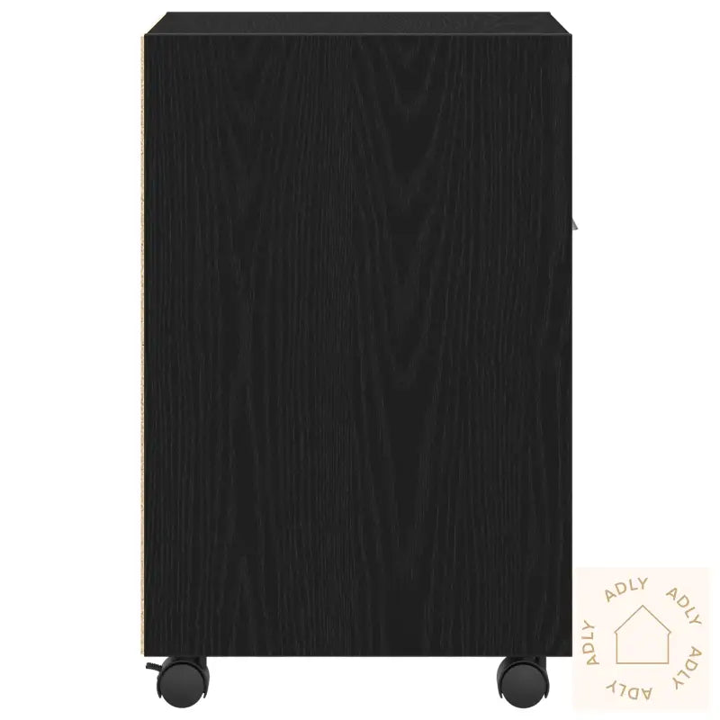 Sidebord Med Hjul - Svart Eik, 33X38X60 Cm, Laget Av Tre