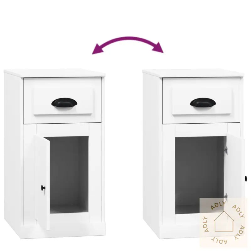 Sideskap Med Skuff Hvit 40X50X75 Cm Konstruert Tre