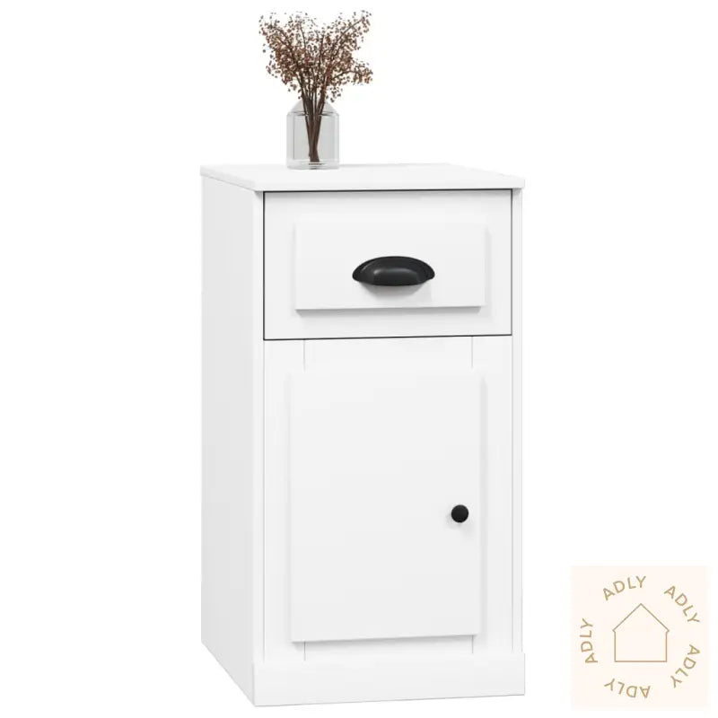 Sideskap Med Skuff Hvit 40X50X75 Cm Konstruert Tre