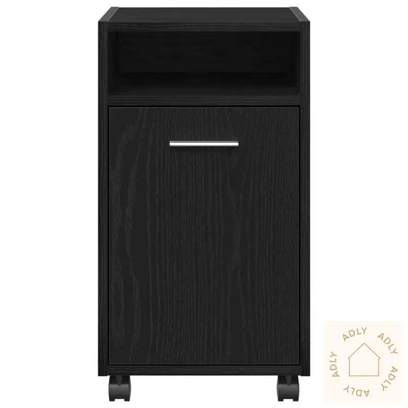 Sidebord Med Hjul - Svart Eik, 33X38X60 Cm, Laget Av Tre