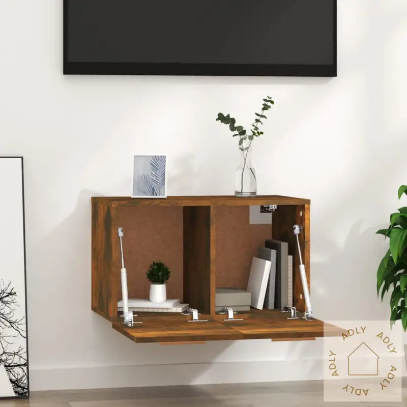 Veggskap Røkt Eik 60X36,5X35 Cm Konstruert Tre