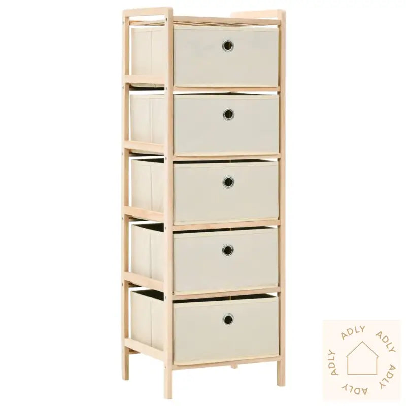 Oppbevaringshyller 2 Stk Med 5 Stoffkurver Beige Sedertre