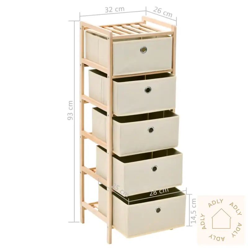 Oppbevaringshyller 2 Stk Med 5 Stoffkurver Beige Sedertre