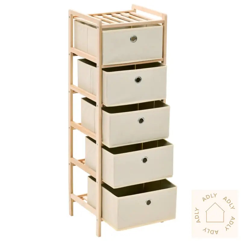 Oppbevaringshyller 2 Stk Med 5 Stoffkurver Beige Sedertre