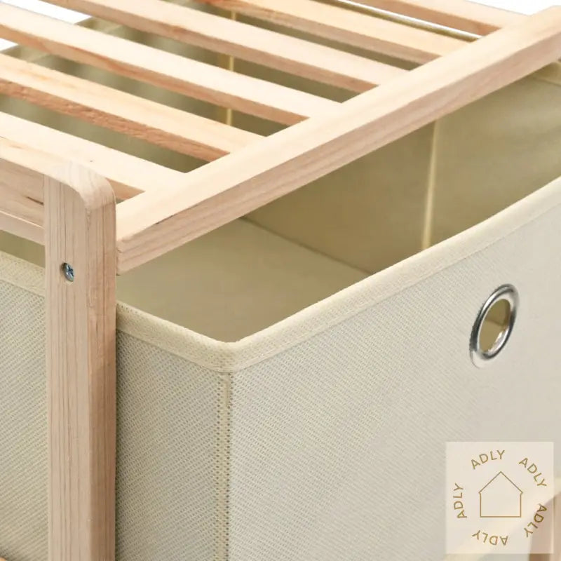 Oppbevaringshyller 2 Stk Med 5 Stoffkurver Beige Sedertre