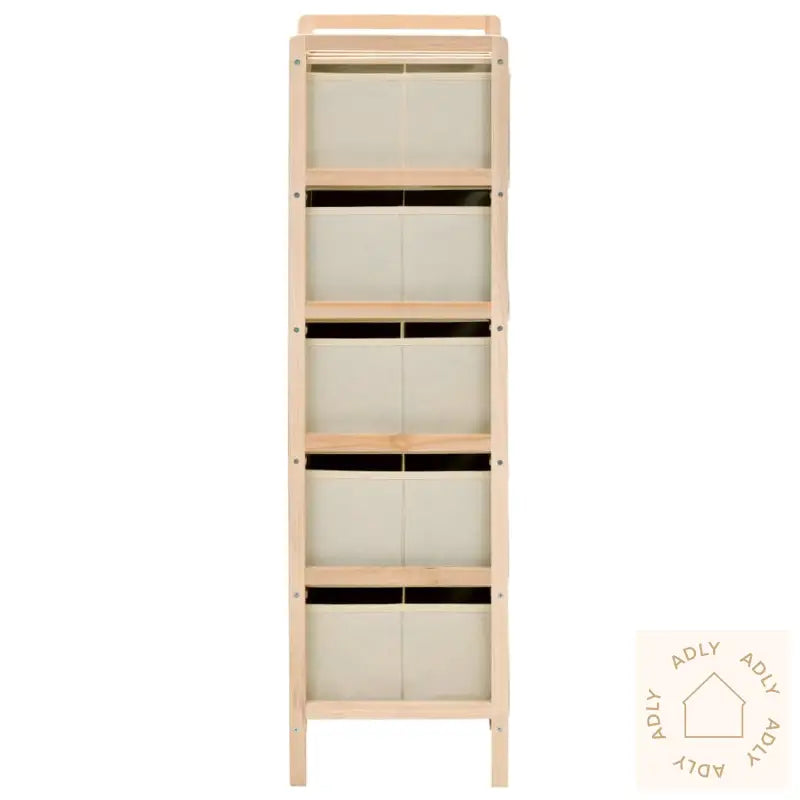 Oppbevaringshyller 2 Stk Med 5 Stoffkurver Beige Sedertre
