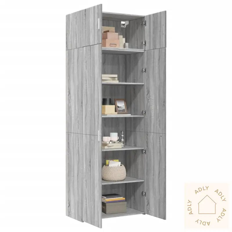 Oppbevaringsskap Grå Sonoma 80X42,5X225 Cm Konstruert Tre