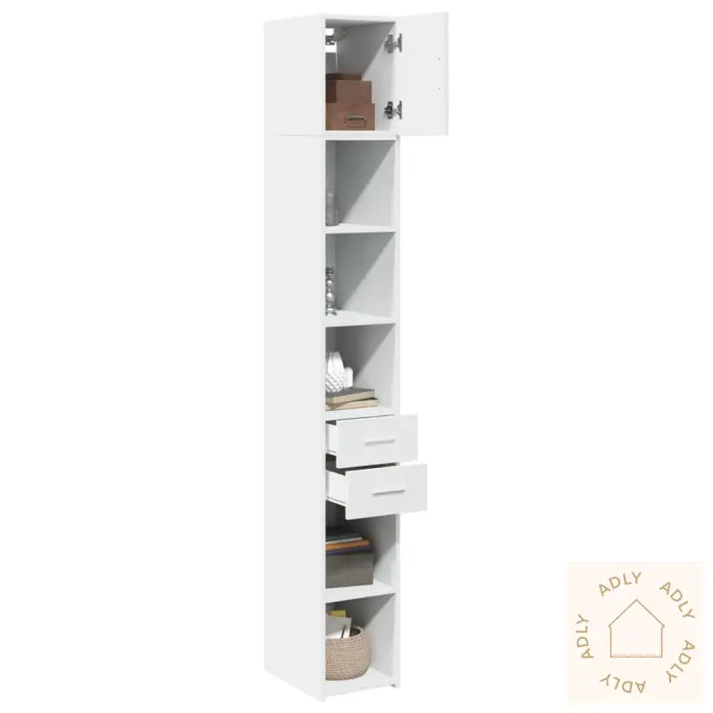 Smalt Oppbevaringsskap Hvit 30X42,5X225 Cm Konstruert Tre