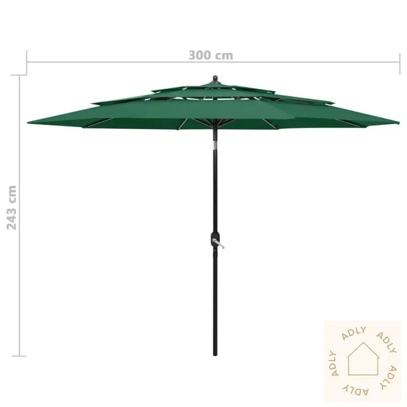 Hageparasoll Med Aluminiumsstang 3 Nivåer Grønn 3 M
