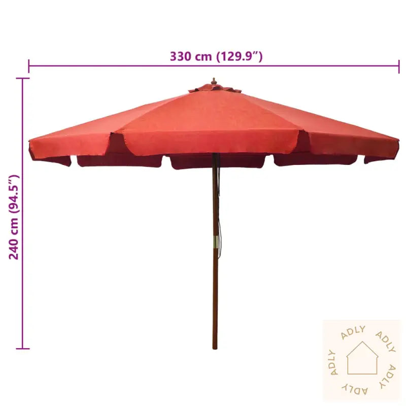 Parasoll Med Trestang 330 Cm Terrakotta