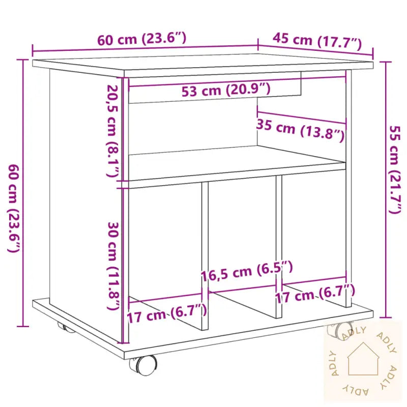 Rulleskap Gammelt Tre 60X45X60 Cm Konstruert Tre