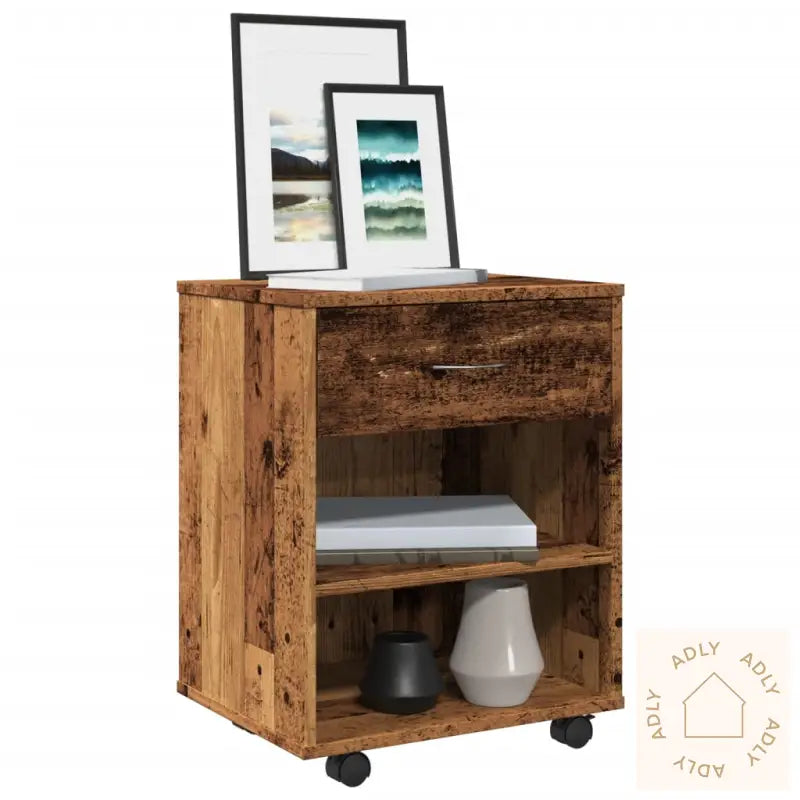 Rulleskap Gammelt Tre 46X36X59 Cm Konstruert Tre